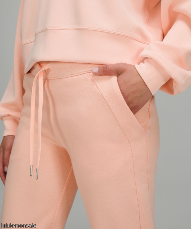 Lululemon Damen DELULU244 | Lululemon Deutschland Pfirsichfarbene Satin-Scuba-Jogginghose Aus French Terry Mit Hohem Bund